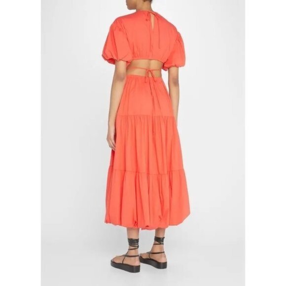 NWOT CINQ A SEPT Maisey Puffed Sleeve Tiered Open-Back Dress SIZE 2 - Picture 3 of 11